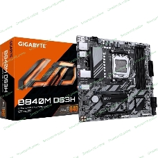 Материнская плата Gigabyte B840M DS3H, AM5, AMD B840, 4xDDR5, 4xSATA, 2xM.2, 1xPCIe 4.0 x16, 1xPCIe 3.0 x4, 2xDP, 1xHDMI, 1x2.5Gb LAN, 3xUSB-A 5Gbps, 8xUSB-A 2.0, 1xUSB-C 5Gbps, 3x3.5 мм, 7.1, mATX