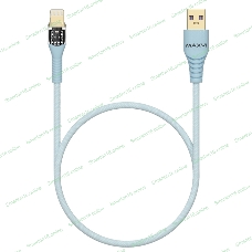 Дата-кабель Maxvi MC-31L USB-Lightning 2.4А, прозрачный корпус, LED подсветка, 1.2м, sky blue