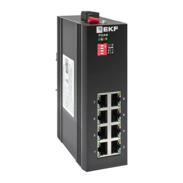 Коммутатор EKF TSX-U-8GTP, 8×1 Гбит/с PoE, неуправляемый