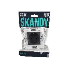 Розетка IEK SKANDY SK-R06G (SK-R14-16-1-K53) с заземлением, с защитными шторками, 16А безвинтовое крепление, графит