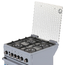 Плита Газовая De Luxe 5040.40г (кр) ЧР-012 серый (стеклянная крышка) реш.чугун