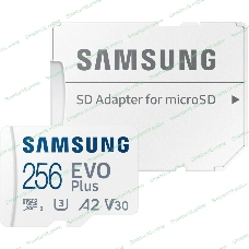 Флеш карта microSDXC 256Gb Samsung EVO Plus Class 10, A2, V30, UHS-I (U3), W 90 МБ/с, R 160 МБ/с, MB-MC256SA/KR адаптер на SD