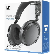 Беспроводные/проводные наушники Sennheiser Momentum 4 Wireless черный, полноразмерные, Bluetooth + Jack 3.5 мм, активное шумоподавление, до 60 ч