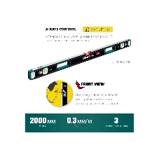 Уровень KRAFTOOL A-RATE CONTROL 2000 мм, магнитный сверхпрочный уровень с зеркальным глазком