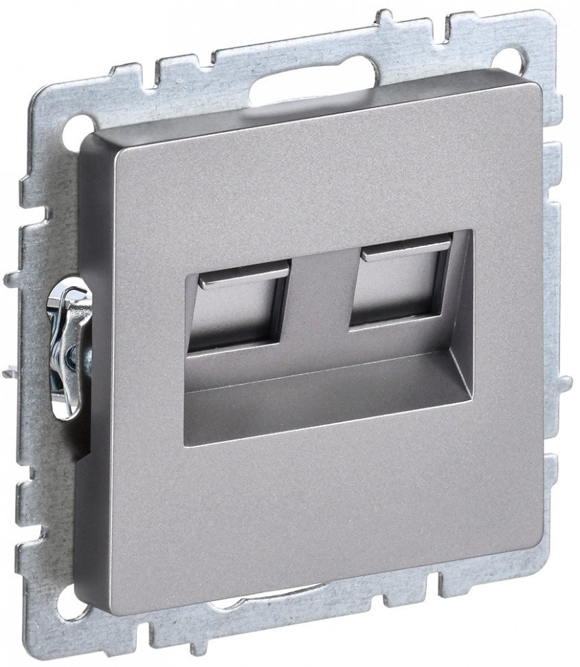 Розетка компьютерная двойная RJ11+RJ45 IEK BRITE РК/Т12-БрС кат.5E сталь