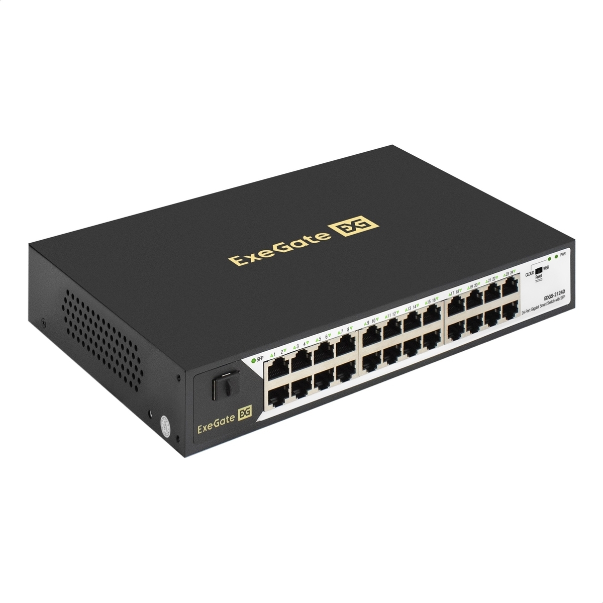 Коммутатор ExeGate EDGS-2124D, 24×1 Гбит/с + 1×1 Гбит/с SFP, управляемый