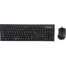 Комплект клавиатура+мышь Oklick 600M проводной, USB, 1200 DPI, чёрный