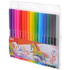Фломастеры Deli EC10013 ColoRun, вентилируемый колпачок, 18 цветов, пакет с европодвесом
