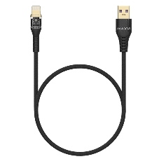 Дата-кабель Maxvi MC-31L USB-Lightning 2.4А, прозрачный корпус, LED подсветка, 1.2м, черный