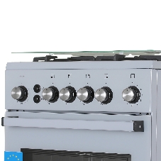 Плита Газовая De Luxe 5040.40г (кр) ЧР-012 серый (стеклянная крышка) реш.чугун