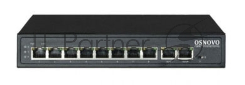 Коммутатор OSNOVO SW-21000(120W), 8×100 Мбит/с PoE + 2×100 Мбит/с, неуправляемый