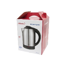 Электрочайник Atlanta ATH-2432 черный/серебристый, 1.8 л, 1800 Вт, скрытый нагревательный элемент