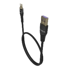 Дата-кабель Maxvi MC-31L USB-Lightning 2.4А, прозрачный корпус, LED подсветка, 1.2м, черный