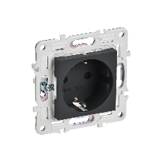 Розетка IEK SKANDY SK-R06G (SK-R14-16-1-K53) с заземлением, с защитными шторками, 16А безвинтовое крепление, графит