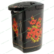 Термопот ВАСИЛИСА ВА-5007 Жостово Объем 4,5 л, Мощность в режиме кипячения 900 Вт. Мощность в режиме поддержания температуры воды 30 Вт. Внутренняя емкость из нержавеющей стали. Вращение корпуса на основании на 360°. Шкала уровня воды. Световые индикаторы работы. 3 способа разлива воды: ручной, автоматический, электрический. Режим поддержания температуры воды. Функции повторного кипячения и дехлорирования воды. Съемный сетевой шнур электропитания. Съемная крышка для удобства очистки. Защита от перегрева. Блокировка ручной помпы от случайного нажатия. Автоматическое отключение при недостаточном количестве воды. Цвет: черный. Декор: Жостово.