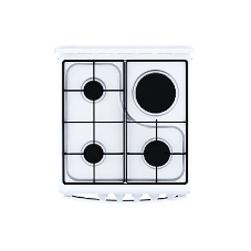 Плита комбинированная Flama RK 23-101 W белый, конфорок 4 шт, духовка 50 л, 50 см x 85 см x 60 см