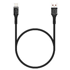 Дата-кабель Maxvi MC-33L USB-Lightning 2.4А, прозрачный корпус, LED подсветка, 1м, черный
