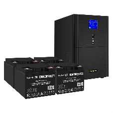 Комплект Источник бесперебойного питания EX295990RUS + батарея 40Aч EX282976RUS 4шт (инвертор, синус, для котла) ExeGate SineTower SZ-3000.LCD.AVR.3SH.1C13.RJ.USB <3000VA/2400W, чистый синусоида, LCD дисплей, AVR, 3хSchuko+1хC13, RJ45/11, USB, линейно-интерактивный, черный> + батарея ExeGate DT 1240 (12В, 40А·ч) 4шт