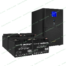 Комплект Источник бесперебойного питания EX295990RUS + батарея 40Aч EX282976RUS 4шт (инвертор, синус, для котла) ExeGate SineTower SZ-3000.LCD.AVR.3SH.1C13.RJ.USB <3000VA/2400W, чистый синусоида, LCD дисплей, AVR, 3хSchuko+1хC13, RJ45/11, USB, линейно-интерактивный, черный> + батарея ExeGate DT 1240 (12В, 40А·ч) 4шт