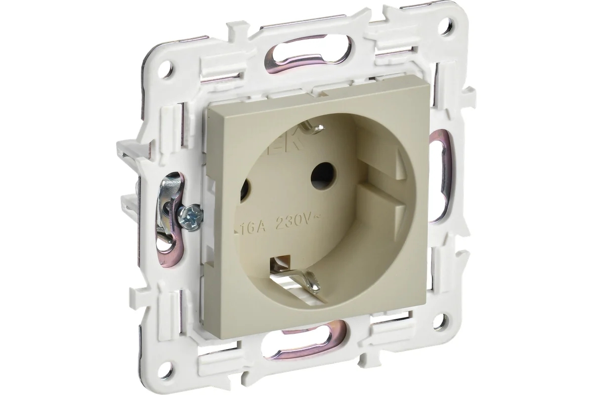Розетка IEK SKANDY SK-R05B (SK-R11-16-K10) с заземлением, без защитных шторок 16А, бежевый
