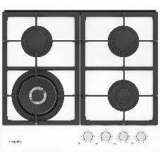 Газовая варочная поверхность Hotpoint HGS 62F/WH, 4 конфорки, закаленное стекло, 9500 Вт