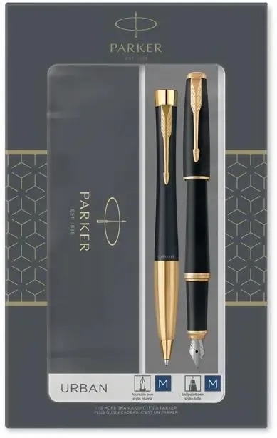 Набор ручек Parker Urban Core FK200 (CW2093381) Muted черный GT сталь нержавеющая, подарочная коробка ручка перьевая, ручка шариковая