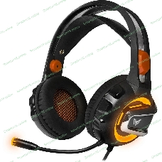 Гарнитура Crown CMGH-3003 чёрный/оранжевый, проводная, подсветка