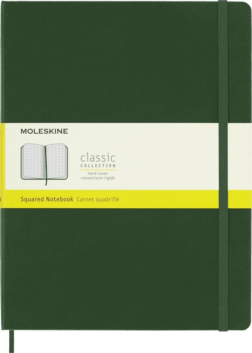 Блокнот MOLESKINE Classic, 192стр, в клеточку, твердая обложка, зеленый qp091k15
