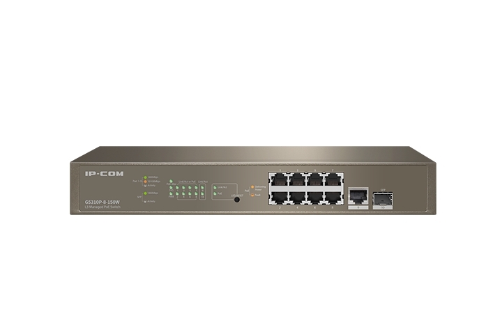 Коммутатор IP-COM G5310P-8-150W, 8×1 Гбит/с PoE + 1×1 Гбит/с Uplink + 1×1 Гбит/с SFP, управляемый