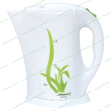 Чайник электрический Atlanta ATH-2305Тэн, 1.7 л, 2000 Вт, белый с зеленым, автомат откл при закипании, защита от перегрева воды, фильтр