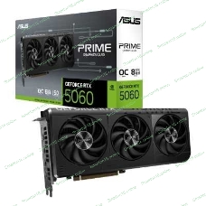 Видеокарта Asus PRIME RTX 5060-O8G, NVIDIA RTX 5060, 8Gb, GDDR7, 128 bit, PCI-E 5.0, HDMIx1, DPx3, HDCP, 2595 MHz
