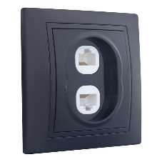 Розетка двойная компьютерная RJ45 скрытой установки IP20, черная 