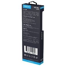 Дата-кабель Maxvi MC-33L USB-Lightning 2.4А, прозрачный корпус, LED подсветка, 1м, черный