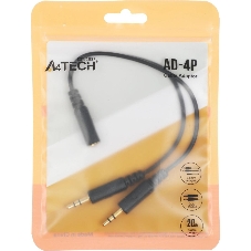 Адаптер аудио A4Tech AD-4P Jack 3.5 (f)/2xJack 3.5 (m) 0.2м. черный