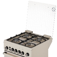 Плита газовая De Luxe 5040.40Г (КР) ЧР-013 бежевый, конфорок 4 газовых, духовка 46 л, 50 см x 85 см x 50 см