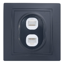 Розетка двойная компьютерная RJ45 скрытой установки IP20, черная 