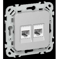 Розетка 2-местная компьютерная RJ45 категория 5Е UTP РК5е-2-0-ФлА алюминий FLITE