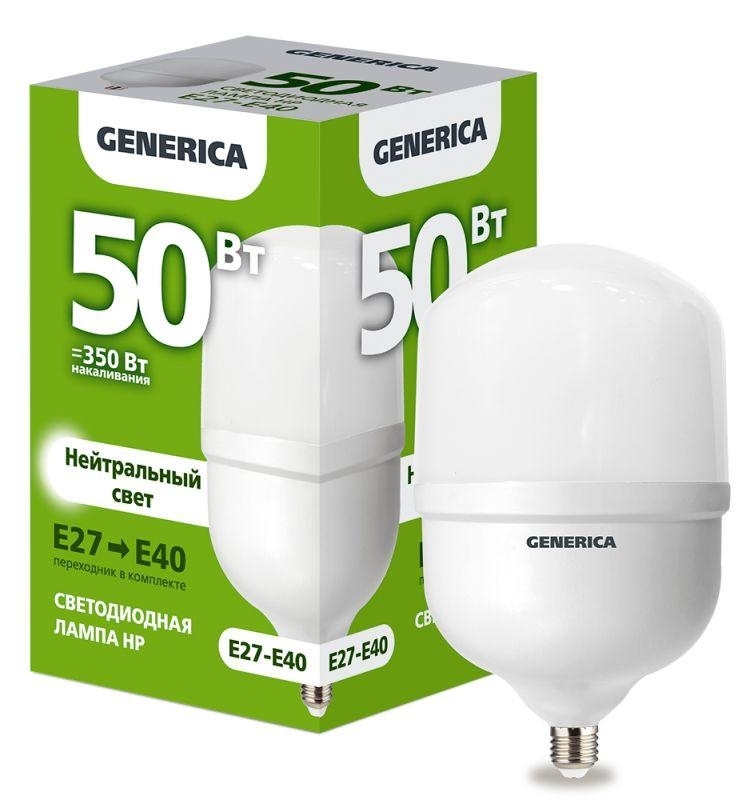 Лампа светодиодная GENERICA LL-HP-50-230-40-E27-E40-G HP 50Вт 4000К E27-E40 230В