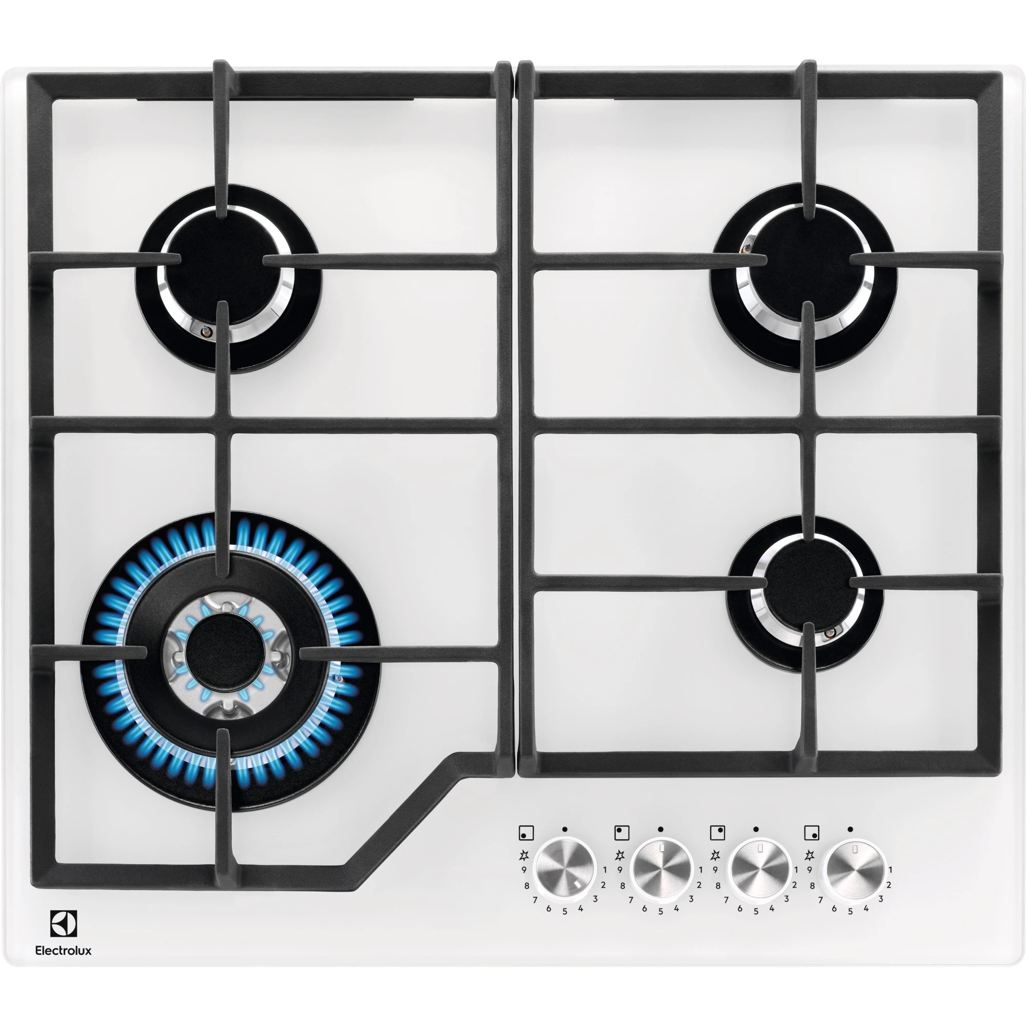 Газовая варочная поверхность Electrolux KGG64362W, 4 конфорки, закаленное стекло, 8900 Вт