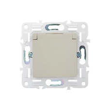 Розетка 1-местная IEK SKANDY SK-R11B (SK-R16-16-44-K10) с заземлением, с защитными шторками и крышкой 16А IP44, бежевый