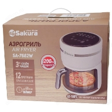 Аэрогриль Sakura SA-7682W черный, 1200 Вт, 3 л, сенсор, 12 программ