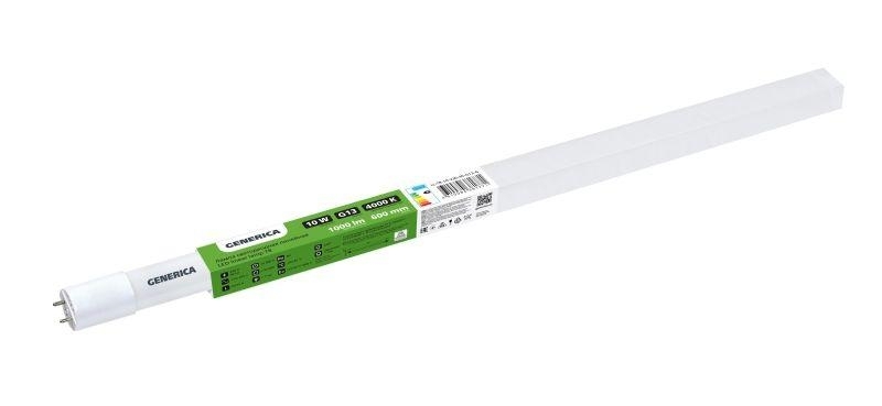 Лампа светодиодная GENERICA LL-T8-10-230-40-G13-G 10 Вт T8 линейная 600мм 4000К G13 230В