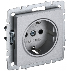 Розетка 1-местная IEK BRITE РС14-1-0-БрА (BR-R14-16-K47) с заземлением, с защитными шторками, 16А, алюминий Розетка 1-местная IEK BRITE РС14-1-0-БрА (BR-R14-16-K47) с заземлением, с защитными шторками, 16А, алюминий