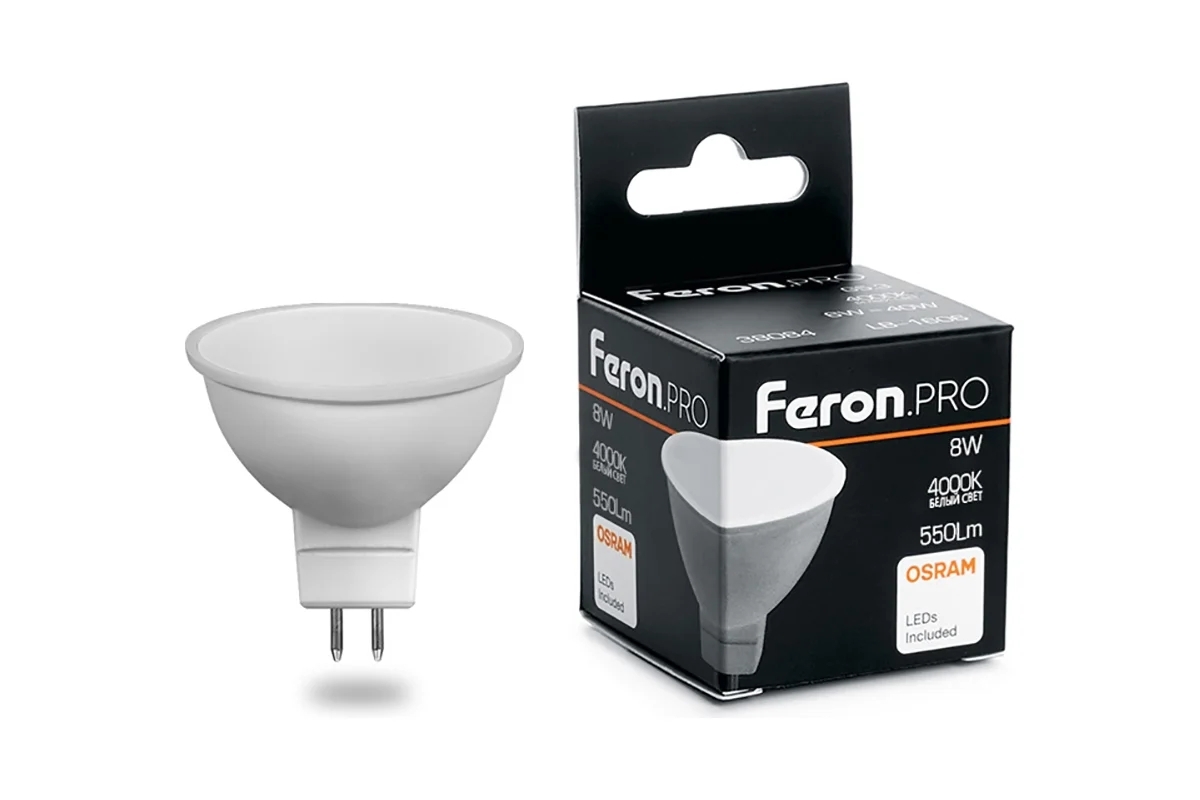 Лампа светодиодная Feron PRO LB-1608 MR16 G5.3 8W 4000K