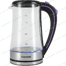 Чайник электрический Starwind SKG4045 1.8 л, 1800 Вт, черный/серебристый корпус: стекло
