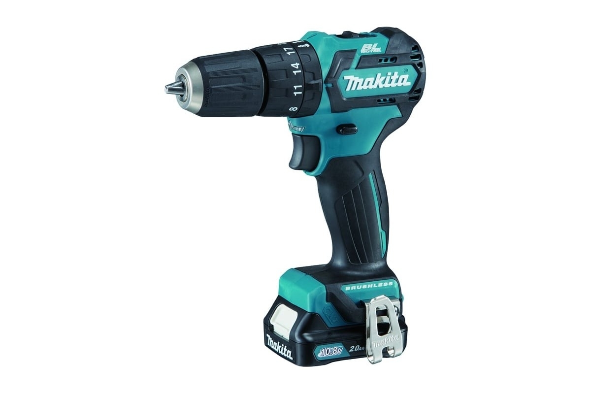 Дрель-шуруповерт Makita HP332DWAE, 10.8 В, 2 Ач, 35 Нм, бесщеточный, ударный