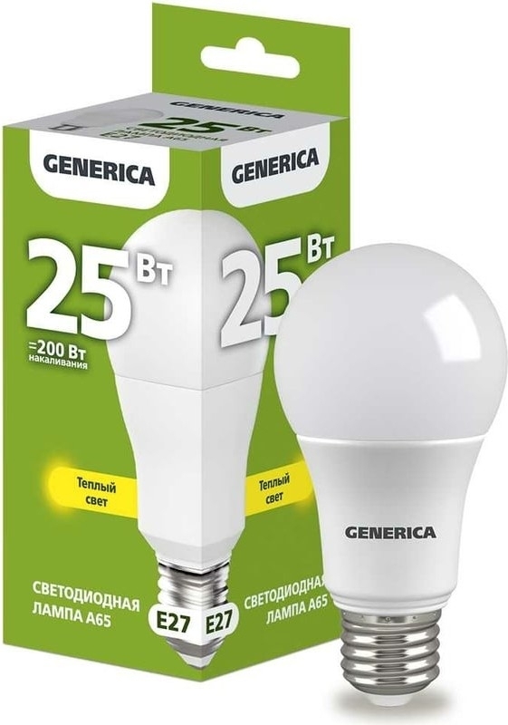 Лампа cветодиодная LED A65 IEK LL-A65-25-230-30-E27-G груша 25Вт 230В 3000К E27 GENERICA