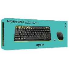 Комплект клавиатура + мышь Logitech Wireless Desktop MK240 Nano черный Retail Combo