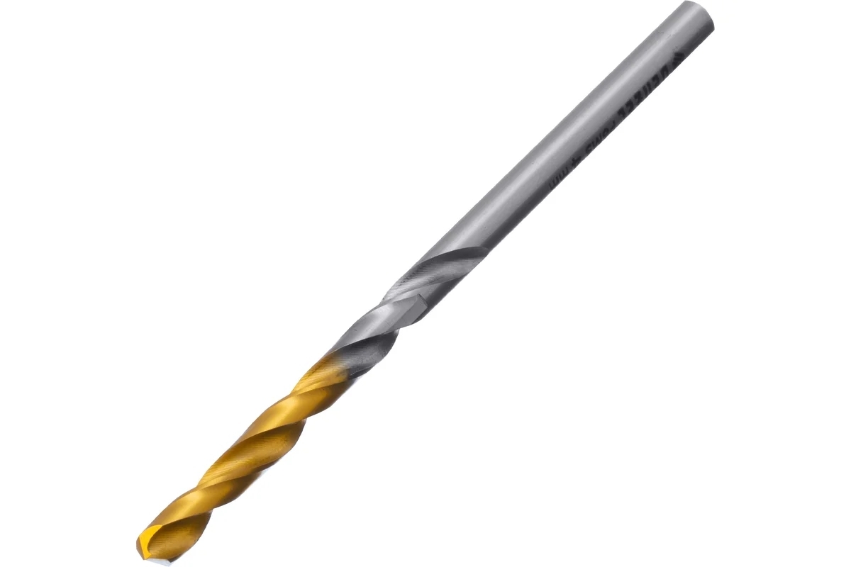 Сверло спиральное по металлу Denzel 4 x 75мм, Р6М5, Golden Tip