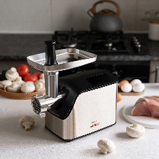 Мясорубка электрическая ARESA AR-2107 серебристый, 2500 Вт, 2.8 кг/мин, реверс, защита от перегрузки, насадки - 5